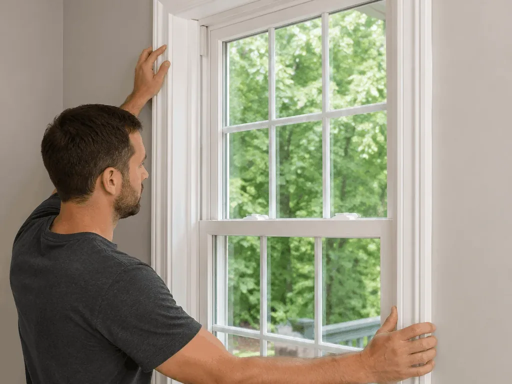 Window professional inspecting a residential window opening